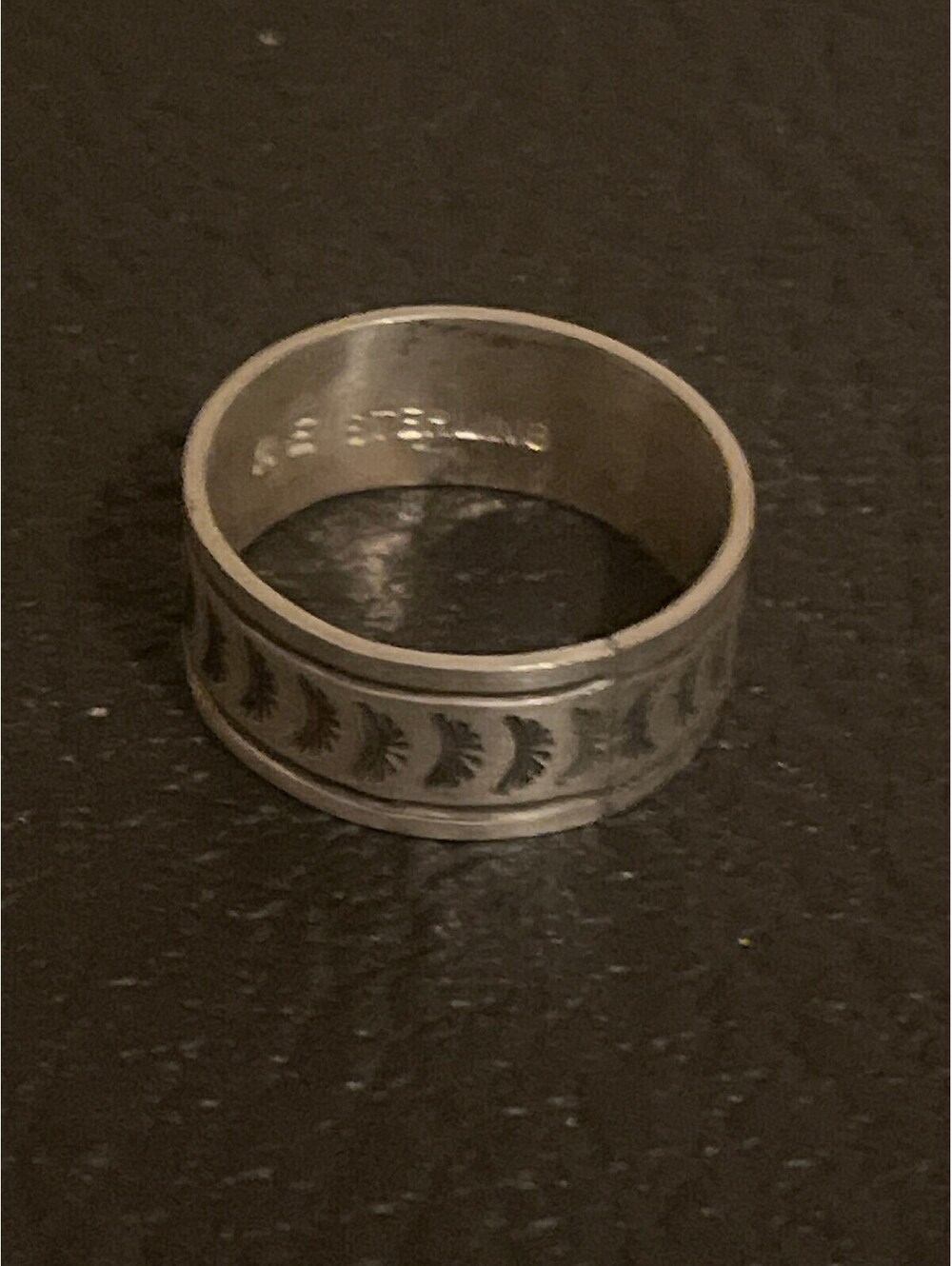 Navajo handmade band sterling silver inlay ring size 14